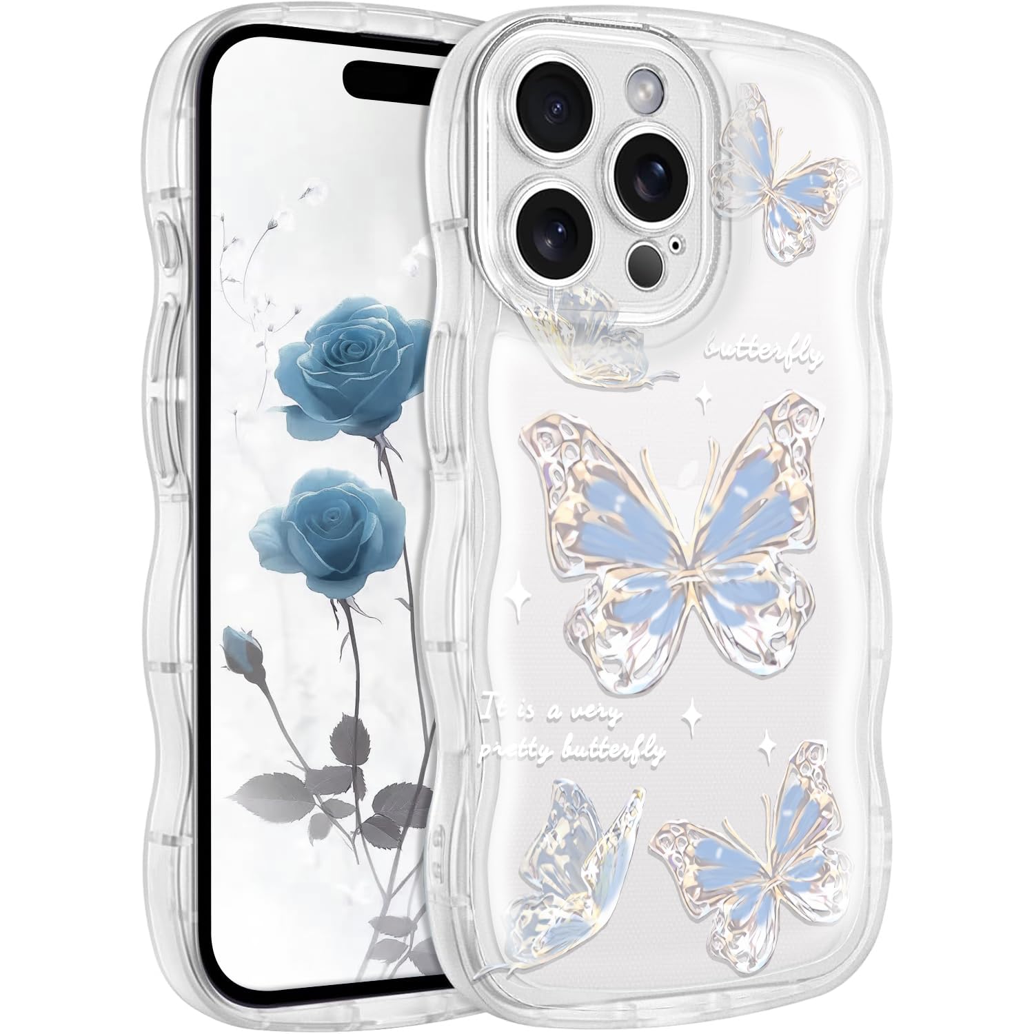 Amazon.co.jp: MuZiF iPhone 15 Pro 用 ケース クリア 可愛い ちょう