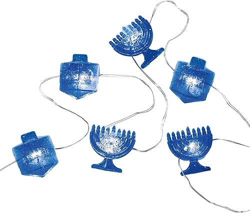 Rite Lite Chanukah - Mini guirnalda de luces eléctricas que funcionan con pilas, 3.5 x 2 x 6 pulgadas, iluminación azul de Hanukkah