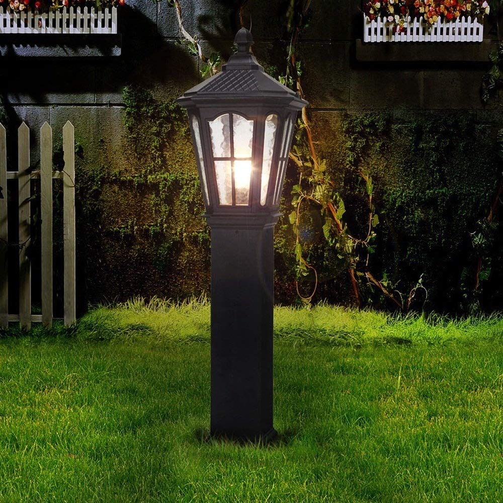 CMBSSTFC Kinkiety Kinkiety Zewnętrzne Antyczne odlewy ciśnieniowe aluminium Szkło Oświetlenie Wysoka przepuszczalność światła Wodoodporne lampy na filarach Światła bezpieczeństwa (czarne – 80 cm)