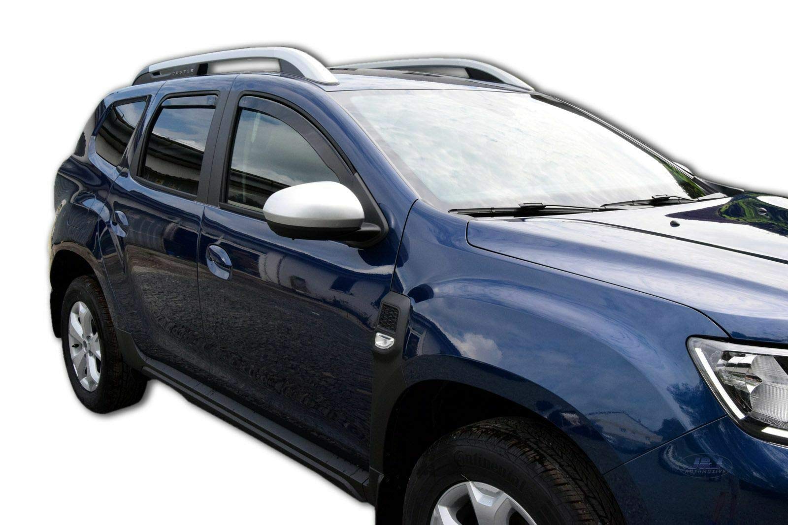 J&J AUTOMOTIVE | Deflettori d'Aria Antiturbo per Duster dal 2018, Set di 4 Pezzi, Anteriore E Posteriore, Nero, Antivento, Antipioggia, Fume' Oscurati, Aerodinamico