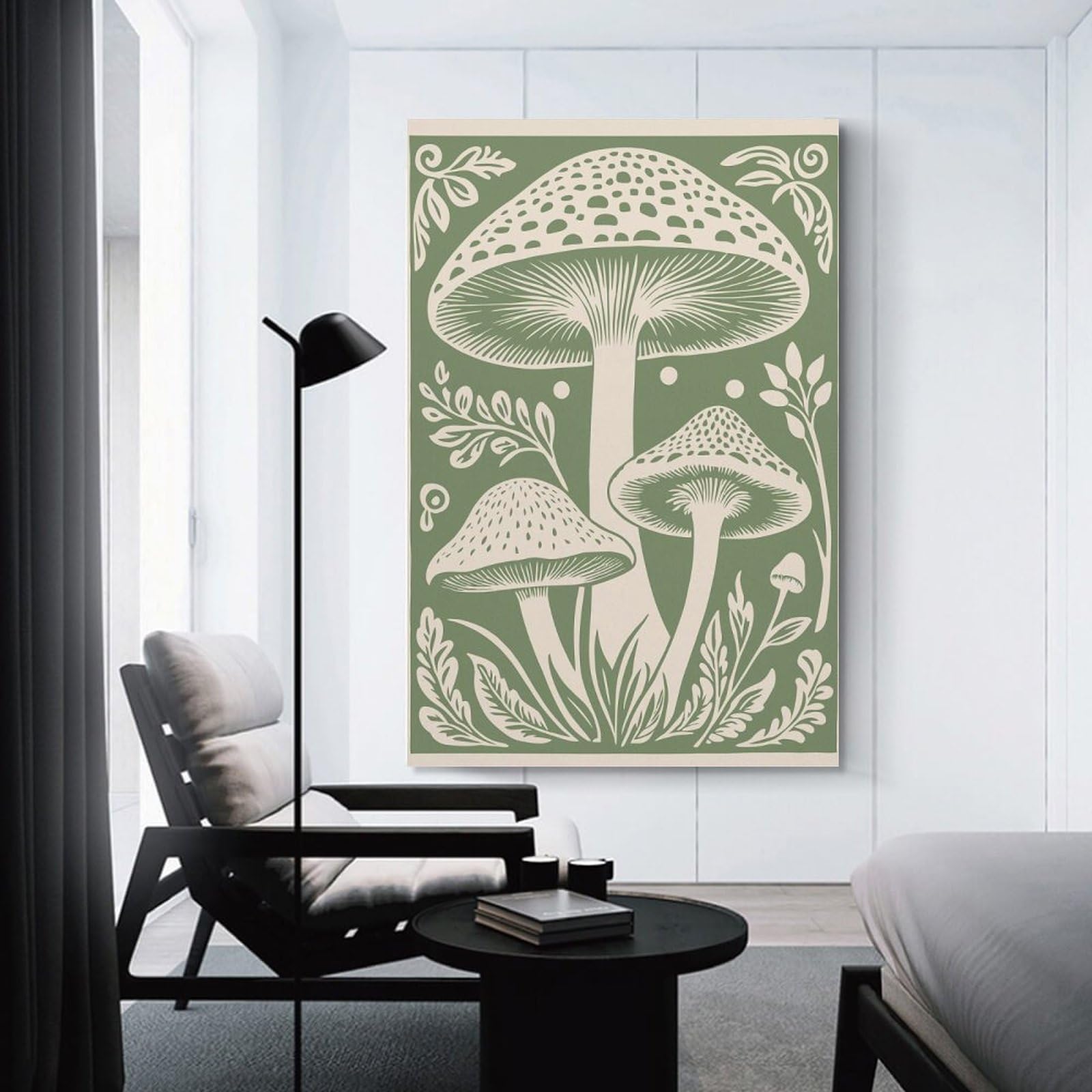 Junmoney Mushroom Forest Illustration Canvas Wall Art, 12x18inch(30x45cm), for Entrance Walls, Hall Decor Or Foyers, Wall Decor to Refresh Empty Corners