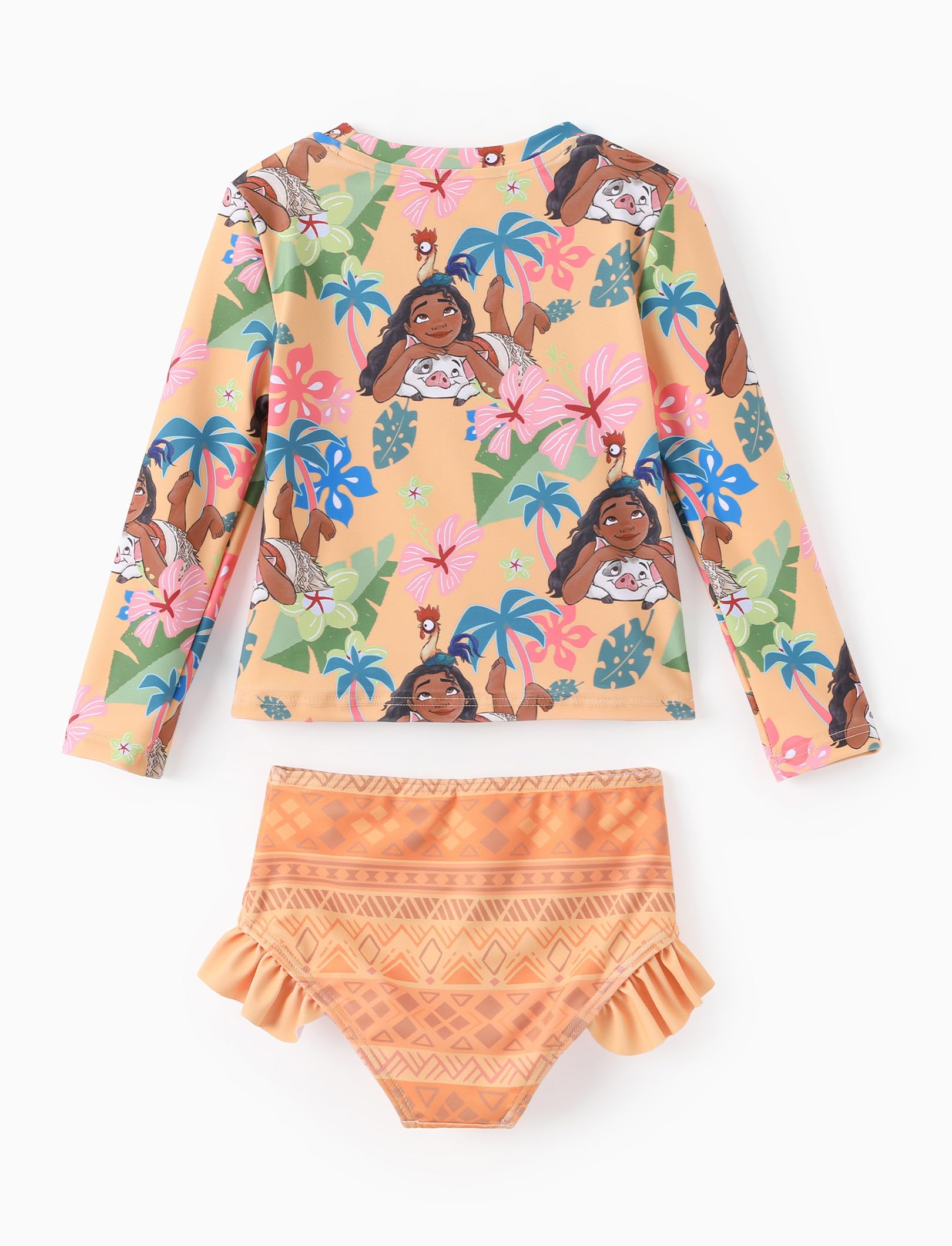 Disney Maillot de bain 2 pièces à manches longues pour petite fille Motif Elsa Stitch La Reine des neiges UPF50+