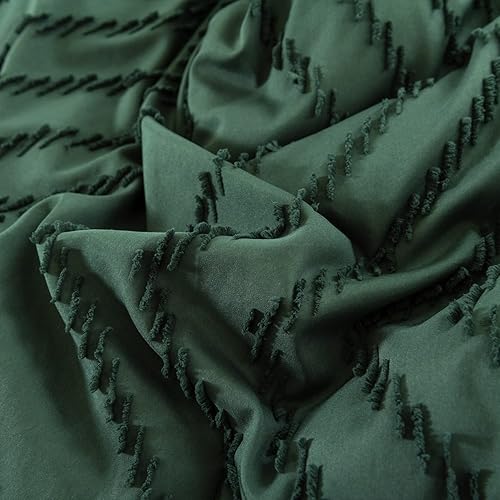 Miniatura 7 de SLEEPBELLA Juego de edredón Queen de color verde oscuro, mullido edredón navideño copetudo para cama de tamaño Queen, 3 piezas, color verde bosque