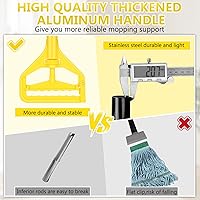 Vista 5 de Beyoco Trapeador industrial de algodón industrial resistente con mango largo, trapeador húmedo de cuerda de extremo con bucle para el hogar, garaje