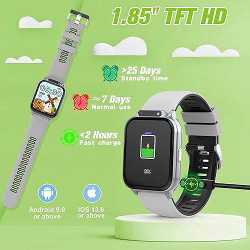 Miniatura 8 de Reloj inteligente para niños de 1.85 pulgadas con rastreador de fitness, monitor de sueño, más de 22100 modos deportivos, esfera de bricolaje, IP68