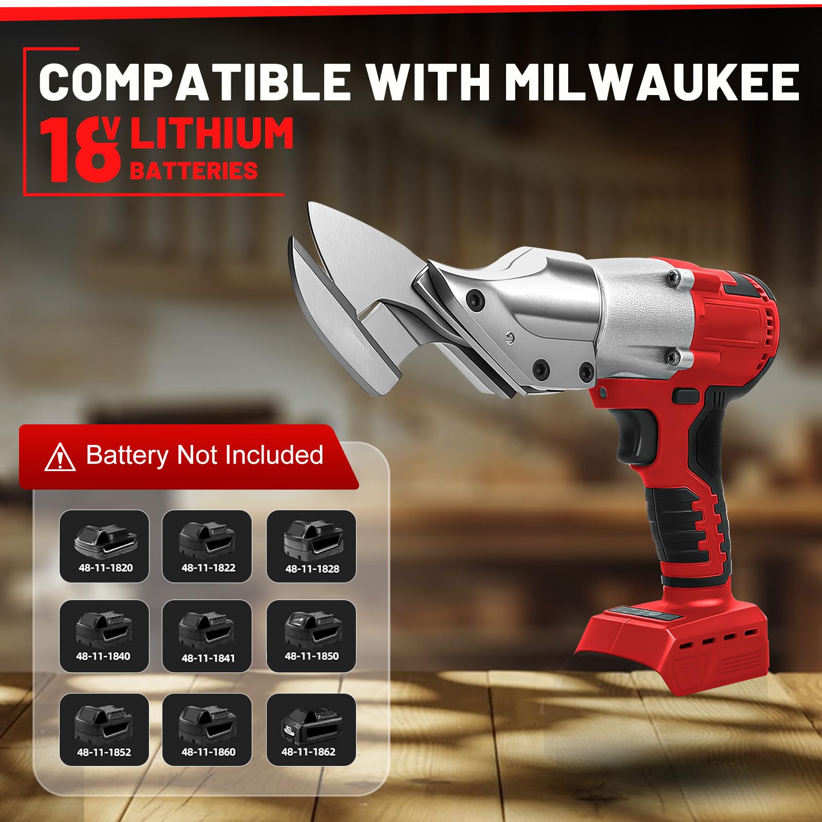 Cesoie per Lamiera senza fili compatibili con Milwaukee M18 18V batteria, testa rotante a 360 gradi max. 2 mm, Forbici Elettriche senza spazzole per lamiere, PVC (senza batteria)