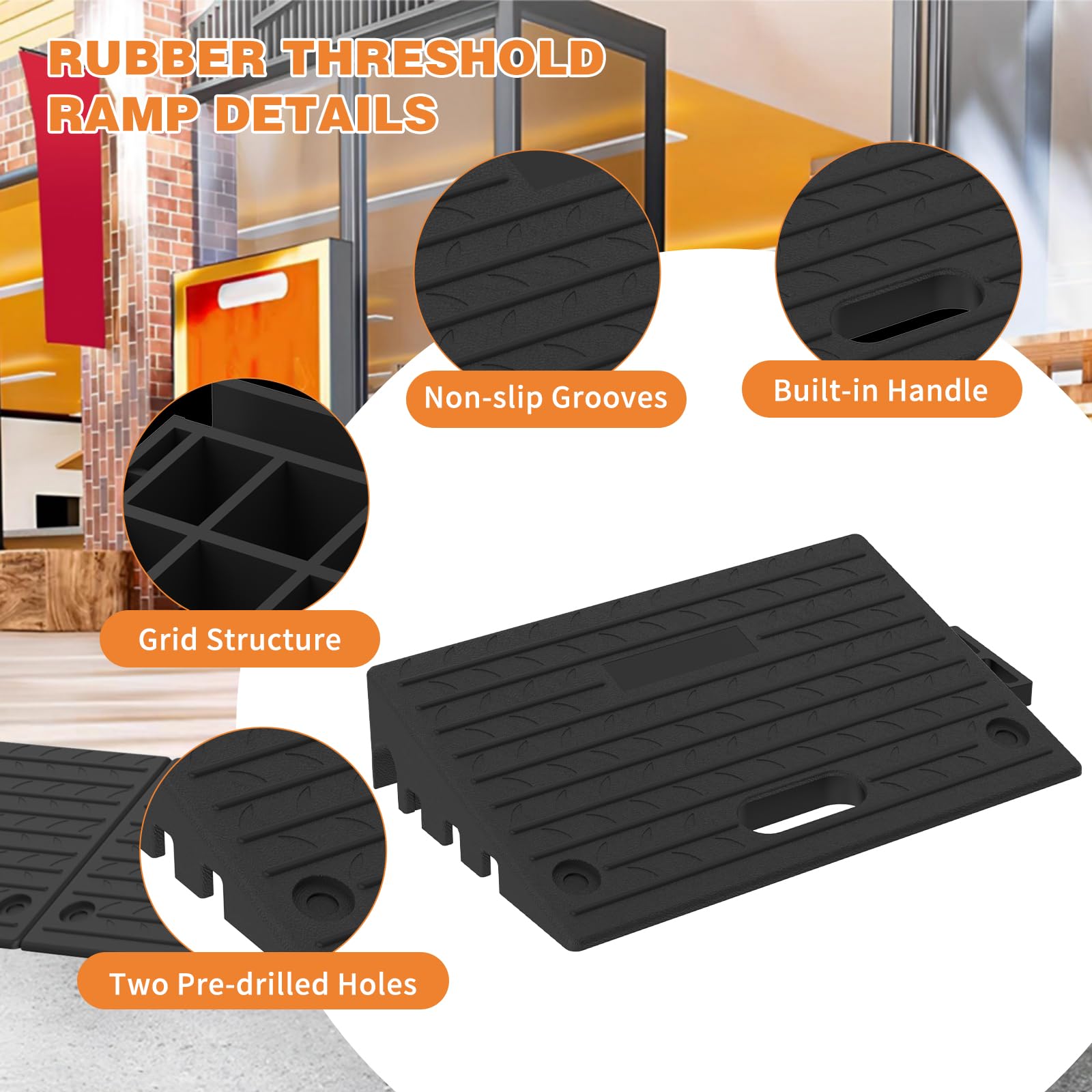 Rampa in gomma di plastica da 12,7 cm per soglia