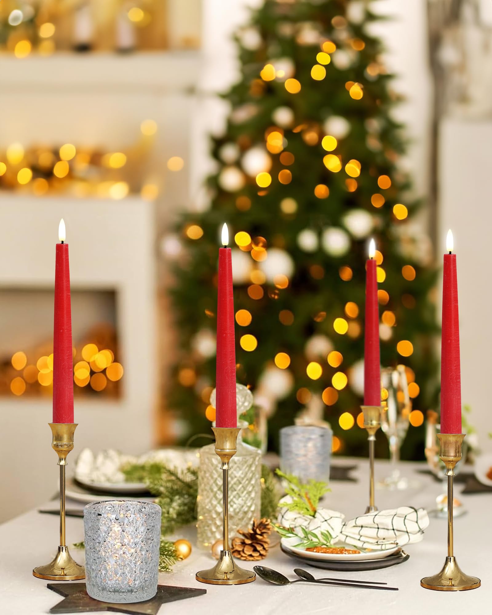 Stmarry Candele a LED in vera cera, senza fiamma, senza fiamma, con telecomando e timer, candele antigoccia a batteria, con fiamma tremolante 3D, set di 6