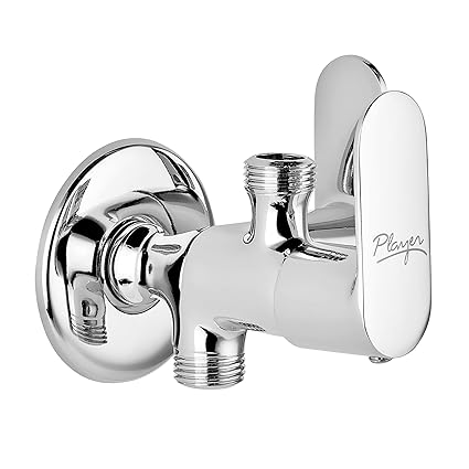 Player 2-Way Angle Valve for Bathroom to Attach Health Faucet and Cistern | Brass with Chrome Finish