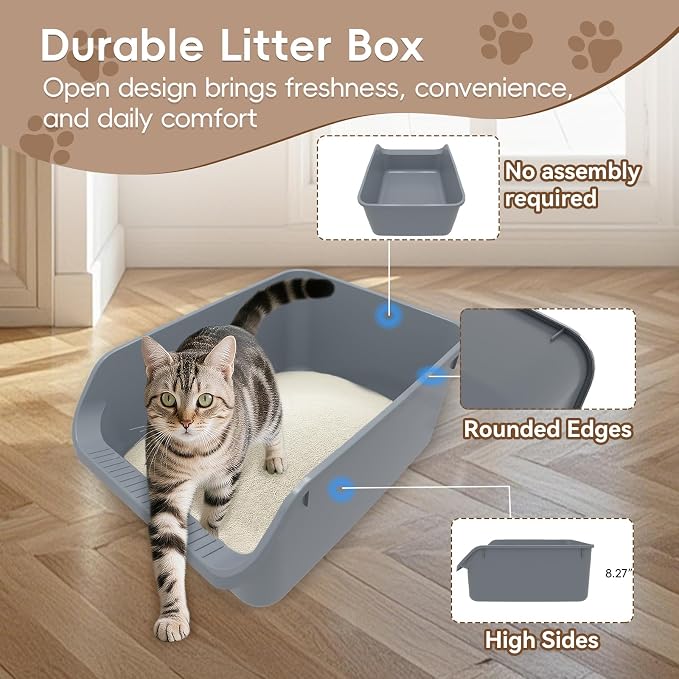 Arenero grande para gatos con lados altos y entrada baja miniatura 5