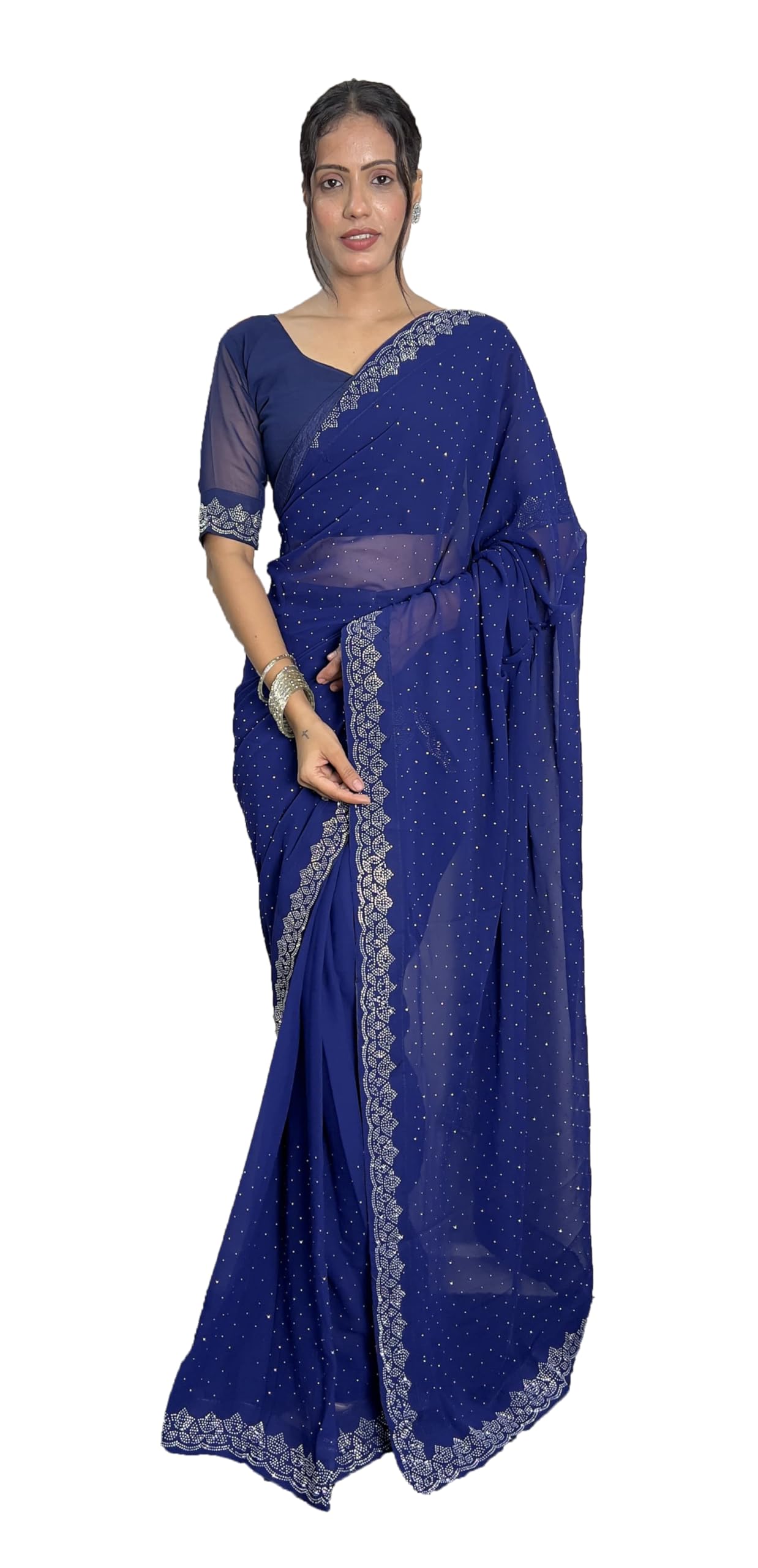 STELLACOUTUREIndian Georgette ready to wear saree for Women with UNSTITCHED blouse ST-014