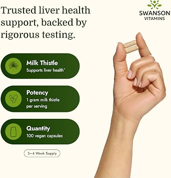 Swanson Full Spectrum Milk Thistle Liver Health Supplement for Adults Seeking Natural Detoxification and Antioxidant Support - 500 mg (100 Vegan Capsules) | For Adults Seeking Natural Detoxification and Antioxidant Support, Silymarin Flavonoid Protects Liver Tissue