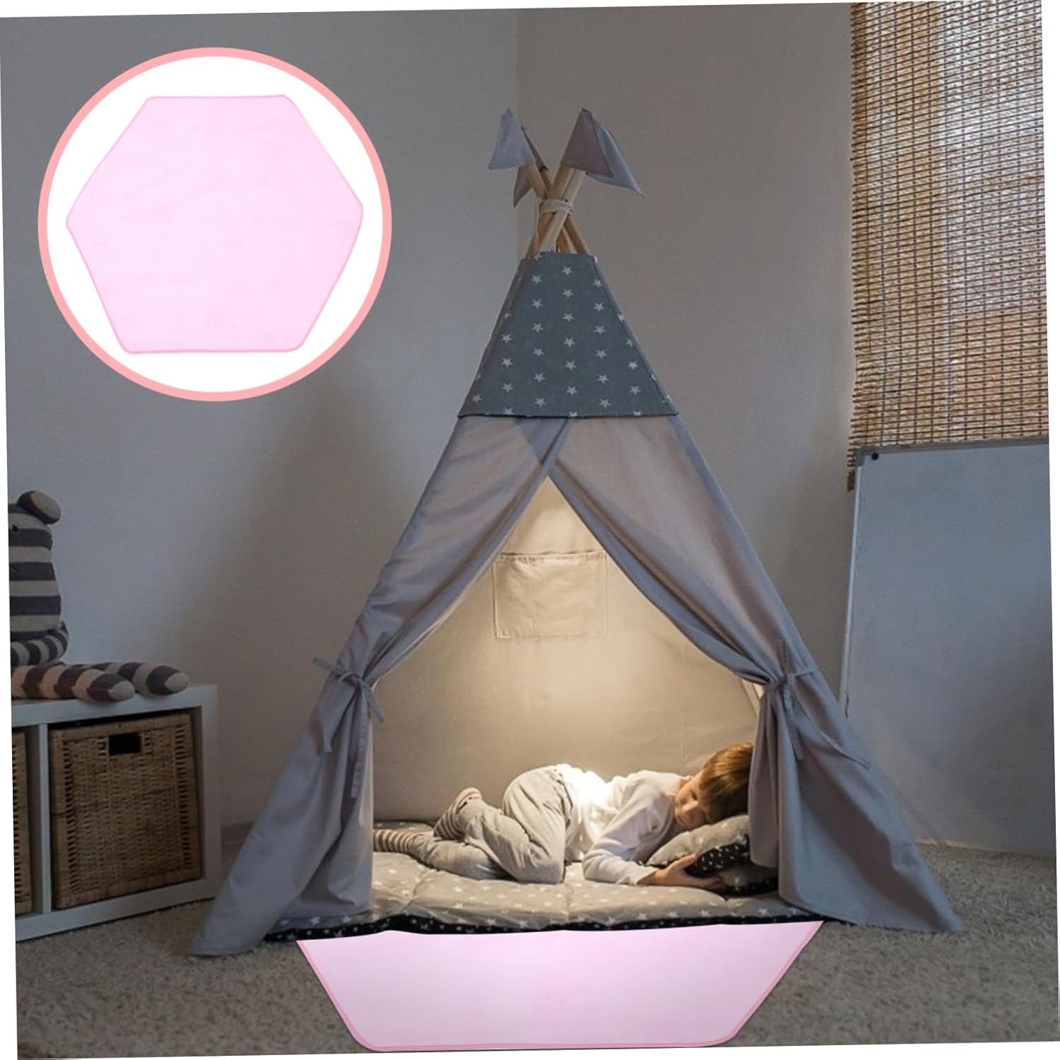 Pink Hexagonal Play Mat Soft Indoor Floor Pad for Boys and Non Toxic Carpet for Nursery and Playroom Comfortable and Area Rug for Bedrooms