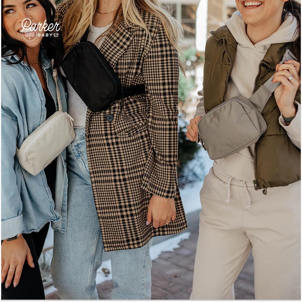 Parker Baby Diaper Belt Bag - Portable Fanny Pack Diaper Bag, Crossbody Bag for Moms - "Birch Belt Bag" - Black - Image 6