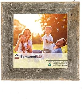 BarnwoodUSA LLC 14x14 Made-to-Size Custom Real Reclaimed Rustic Wood Picture Photo Frames Farmhouse Barn Decor 1.5 Inch Wide Portrait or Landscape Weathered Gray