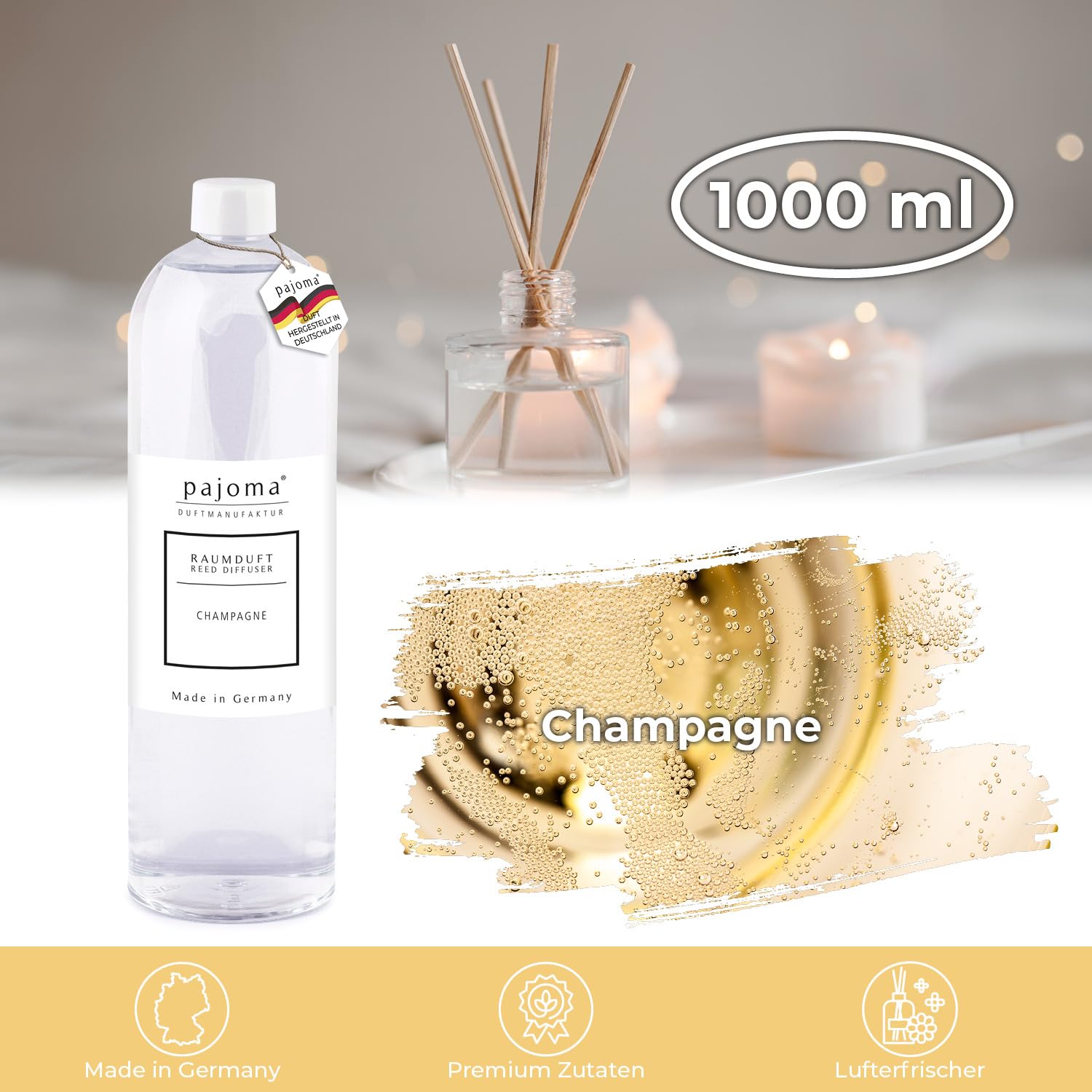 pajoma® Kamergeur navulfles 1000 ml, citroengras | navulling voor luchtverfrisser | intense en hoogwaardige geur in premium kwaliteit pajoma® Kamergeur navulfles 1000 ml, citroengras | navulling voor luchtverfrisser | intense en hoogwaardige geur in premium kwaliteit