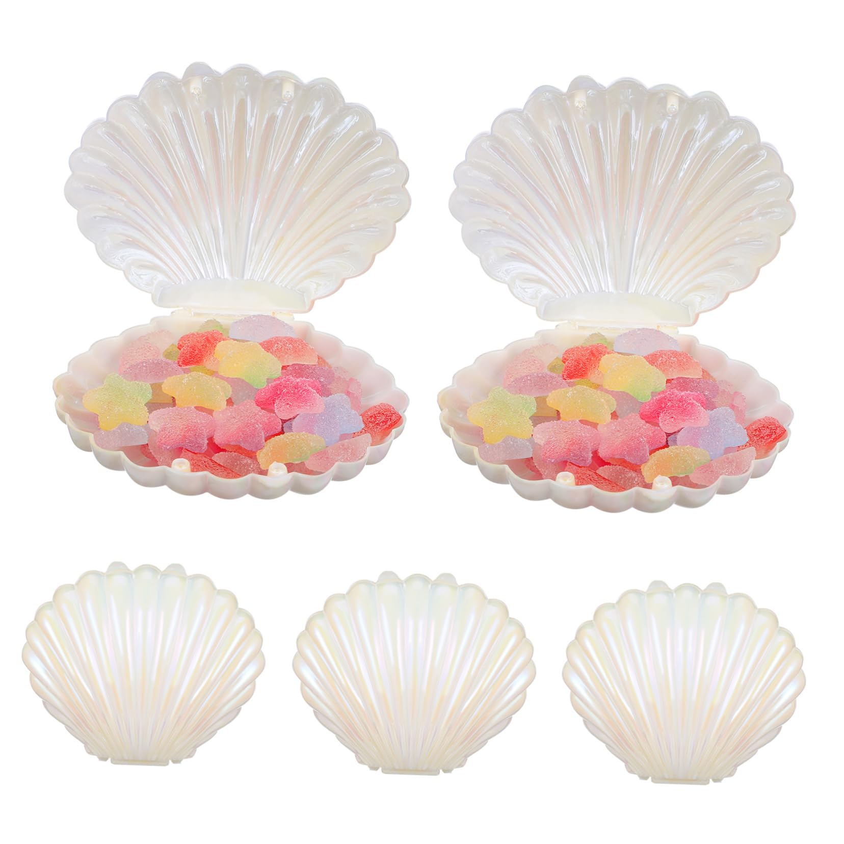 SOIMISS 30pcs Boxes Candy Box Shells Clamshell Party Favors Small Candy Dish Container Seashell Holder Boxes for Candy Themed Small Boxes Bulk Seashell Figurine Goodie Tins Pp White