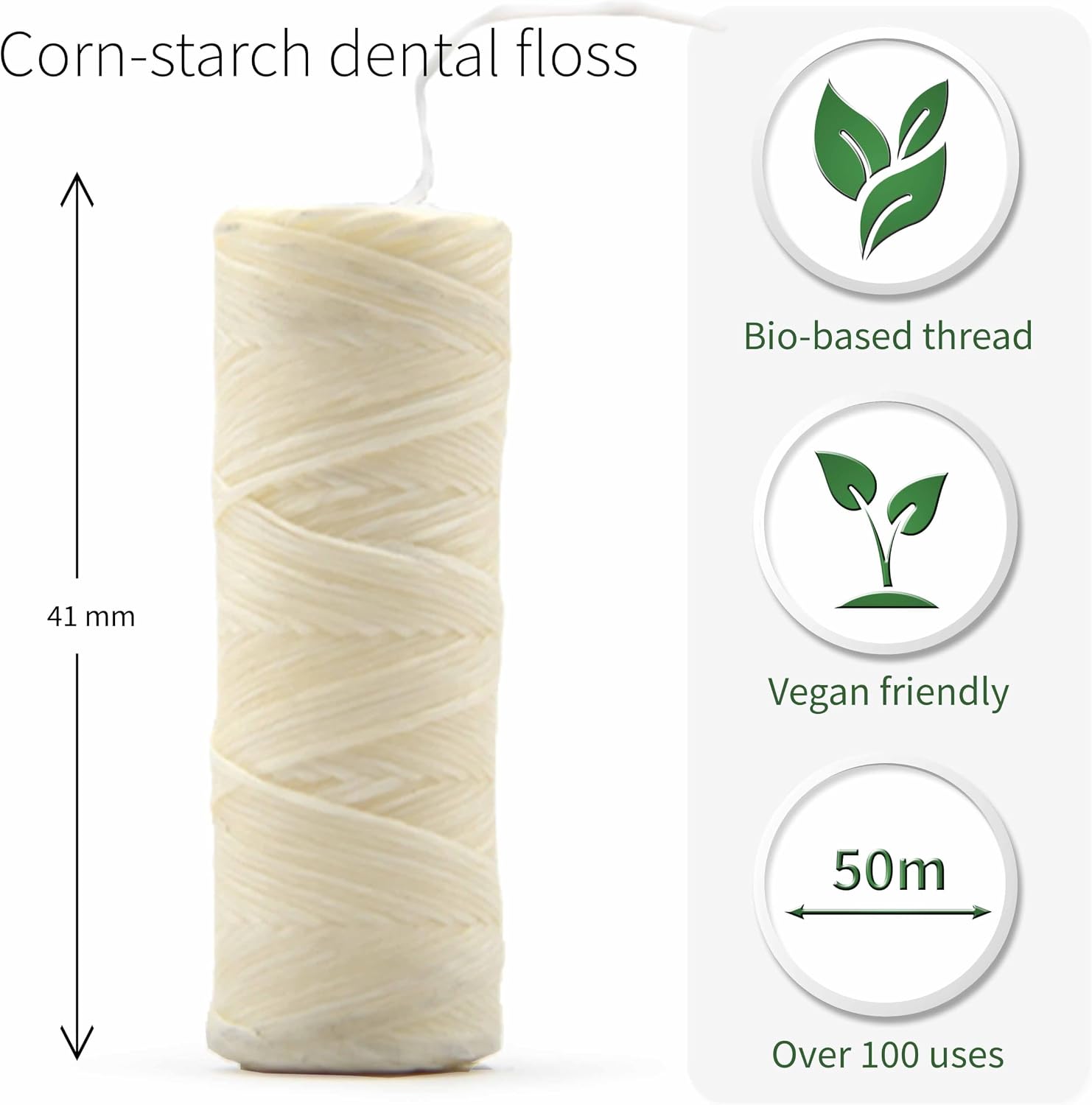 Vegan Dental Floss | Refillable Tooth Floss | Candelilla Wax | Plastic Free Dental Tape | Zero Waste Floss | Stainless Steel Dispenser | Eco Floss | Mint | 55 Yards | Bambaw image 3