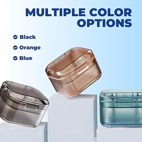 Miniatura 2 de AHYUEE Estuche para dentaduras postizas completas, estuche de soporte para remojar dentaduras, estuche de baño portátil y a prueba de fugas, taza de