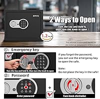 Vista 3 de [1.2 pies cúbicos] Caja de seguridad PATRON con llave, seguridad digital para el hogar, cajas fuertes de gabinete para documentos en efectivo, cajas