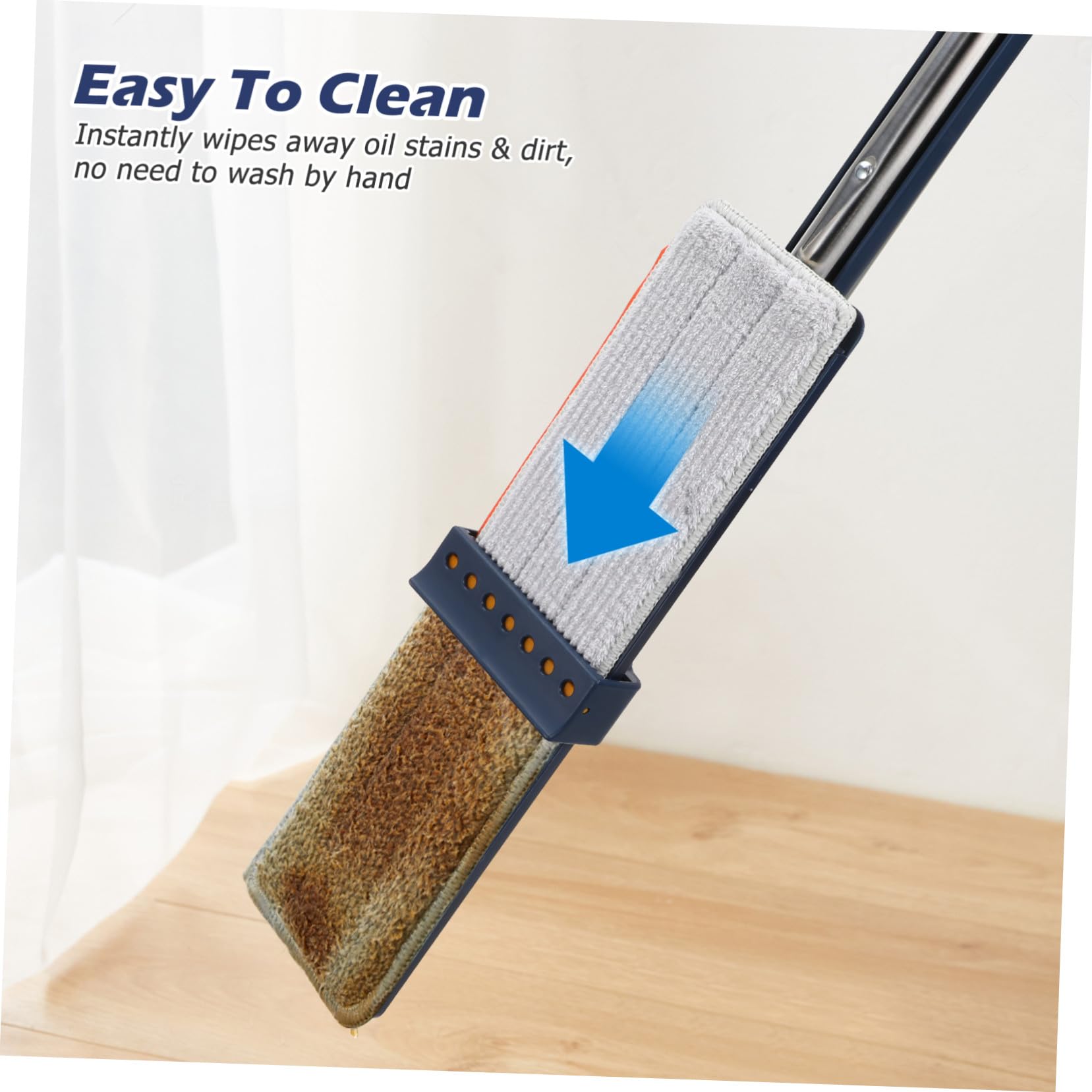 Fregona Plana sin Lavado 1 Unidad 6 Almohadillas de Microfibra Azul Absorbente para Limpieza de Suelos Hogar Baño Fácil Uso y Almacenamiento Compacto