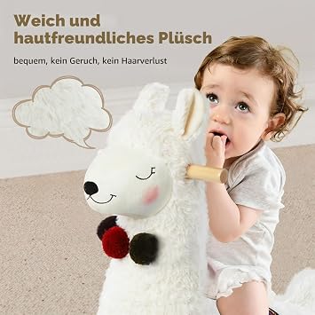 labebe Children's Rocking Horse Plush Stuffed Toy Rocking Chair Toy Alpaca Rocker