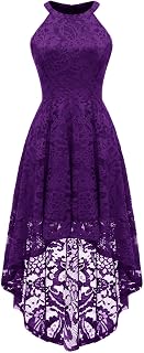 Dressystar Women Halter Lace Wedding Guest Dress Hi-Lo Cocktail Party Bridesmaid Formal Dresses