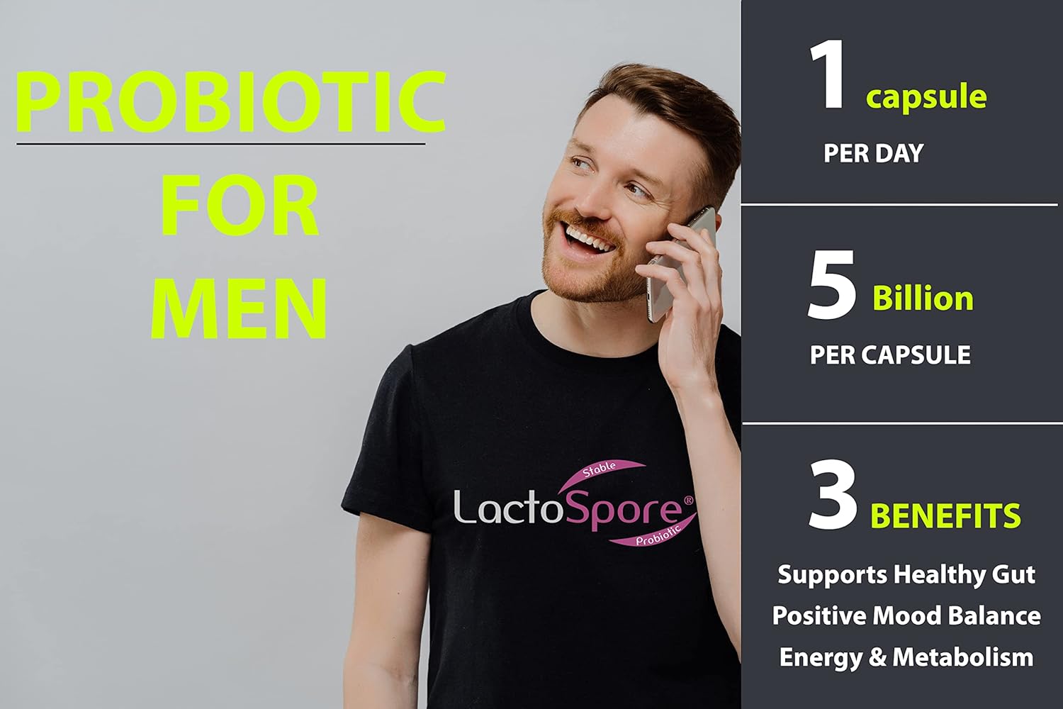 AFI LactoSpore® ES Spore Probiotic | 5B CFU Heyndrickxia Coagulans | Supports Gut, Digestive, Immune & Vaginal Health | Positive Mood Balance I Dairy, Gluten & Soy Free | Made in USA - 60 Capsules