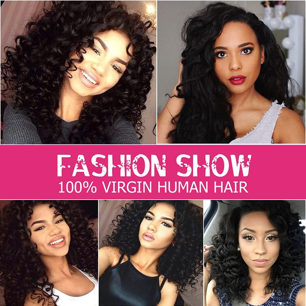 Odir Deep Wave Human Hair Bundles with Closure 10 12 14+10 Inch Unprocessed 9A Brazilian Deep Curly Wave Virgin Hair 3 Bundles with 4x4x1 T-Part Lace Closure Natural Color 70g/Bundle