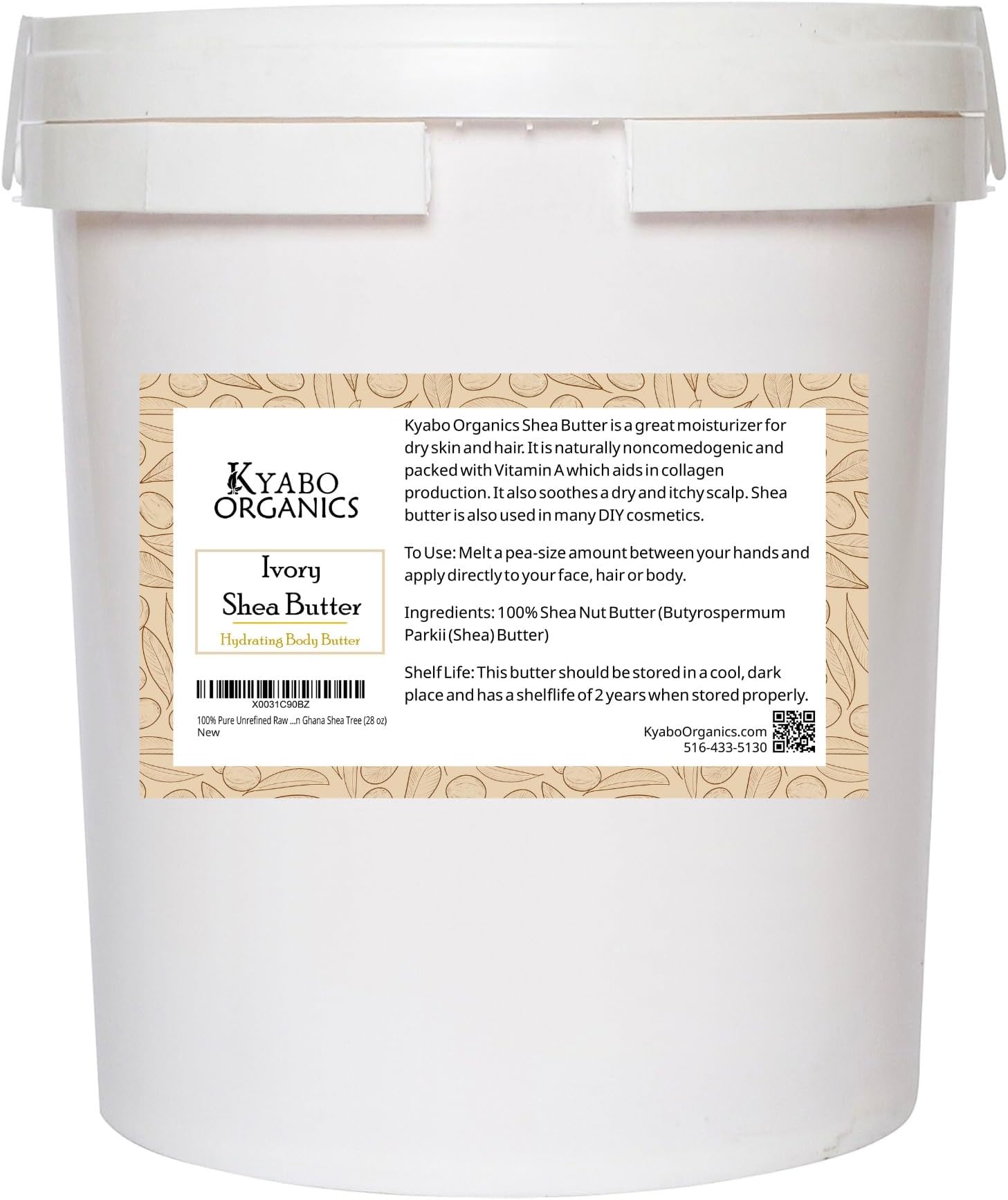 Skin Beauty Essentials 100% Pure Unrefined Raw SHEA BUTTER - from the nut of the African Ghana Shea Tree (28 oz)