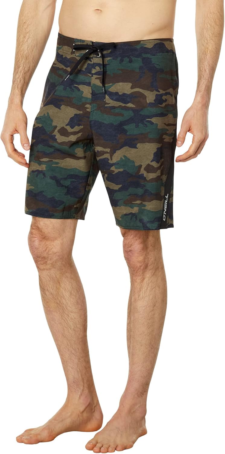 O'NEILL Men's 20 Inch S-Seam Boardshorts - Water Resistant Swim Trunks for Men with Quick Dry Stretch Fabric and Pockets