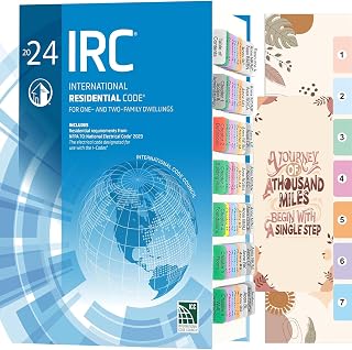 Index Tabs for 2024 International Residential Code, Color-Coded Laminated Waterproof 2024 IRC Tabs, with Page Markers and Alignment Guide & Bookmark (Book not Included)