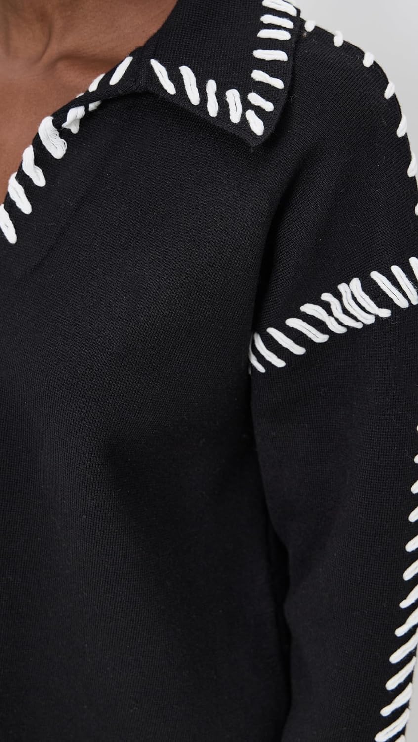 English Factory Women's Stitch Detail Knit Collar Top - Image 6