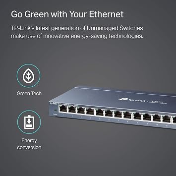 TP-Link TL-SG116, 16 Port Gigabit Unmanaged Ethernet Switch | Desktop/Wall Mount, Fanless, Sturdy Metal w/Shielded Ports, Traffic Optimization