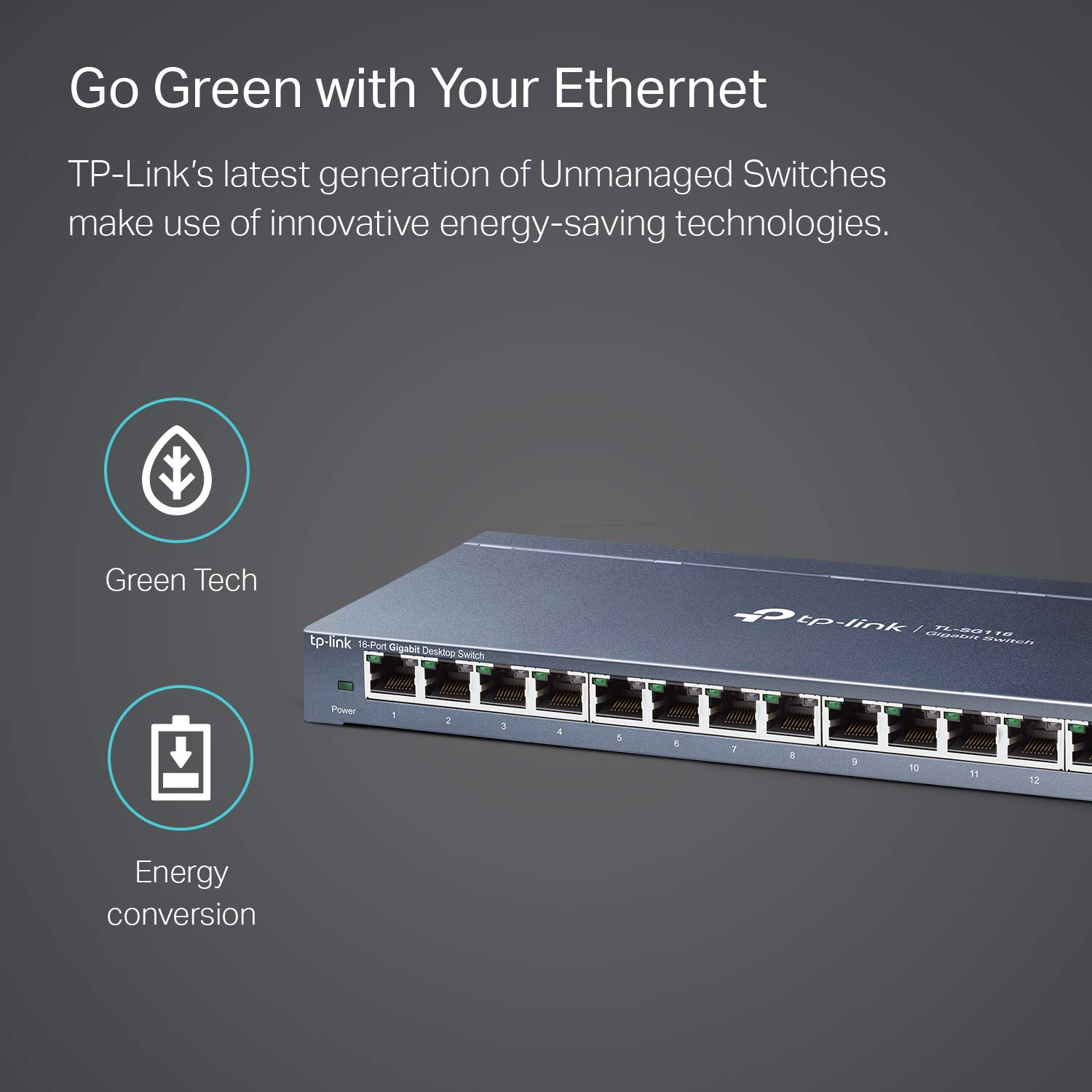 TP-Link 16 Port Gigabit Ethernet Network Switch, Desktop and Wall-Mount, Fanless, Sturdy Metal with Shielded Ports, Traffic Optimization, Unmanaged, Limited Lifetime Protection... - Image 4