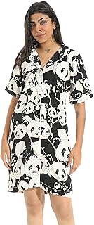 قميص نوم مريح بنصف كم وأزرار للإغلاق للنساء من اندورا