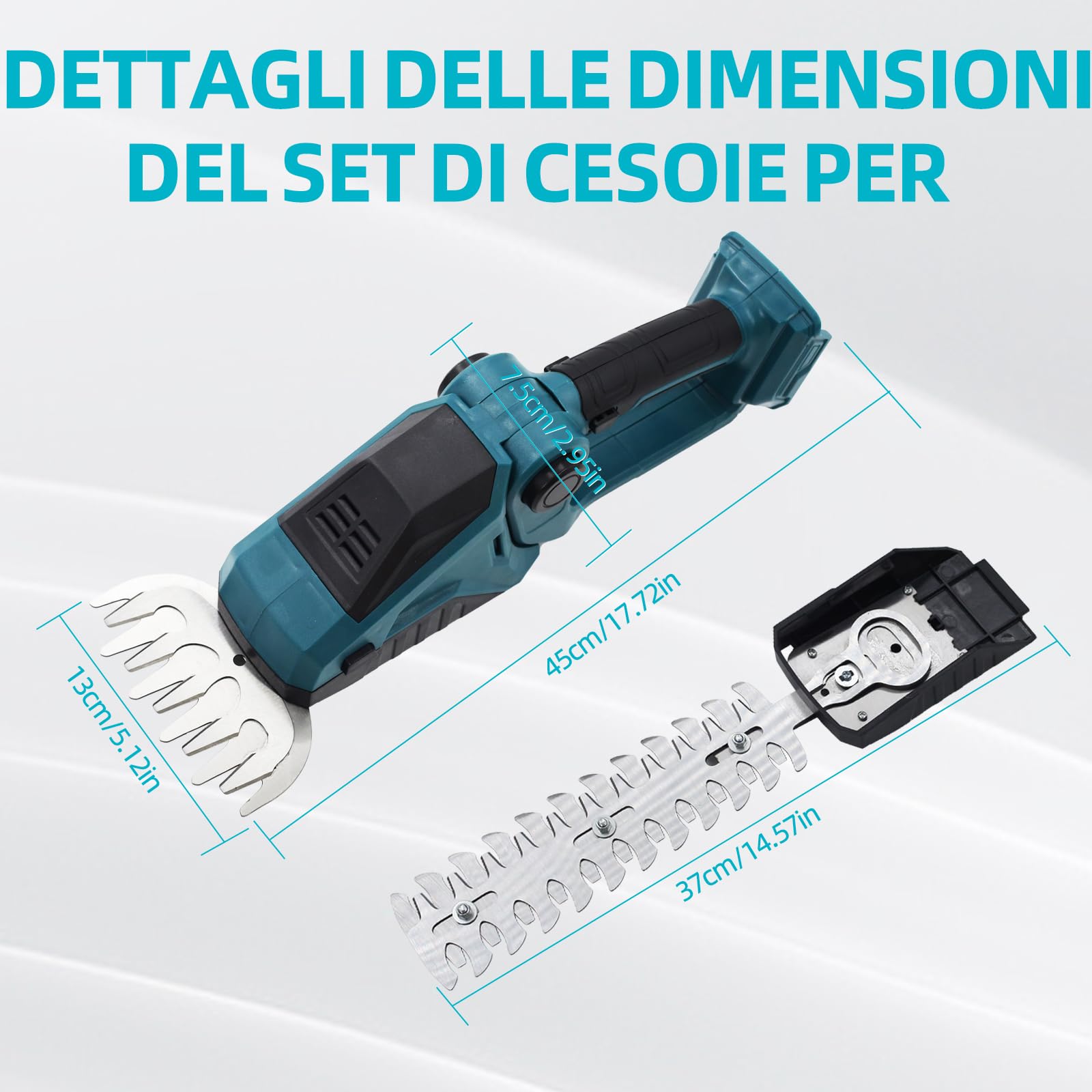 Set di cesoie per erba a batteria, compatibile con Makita 18 V, pratiche, tagliasiepi, tagliasiepi con coltello per erba e cesoie per arbusti, senza fili (senza batteria)