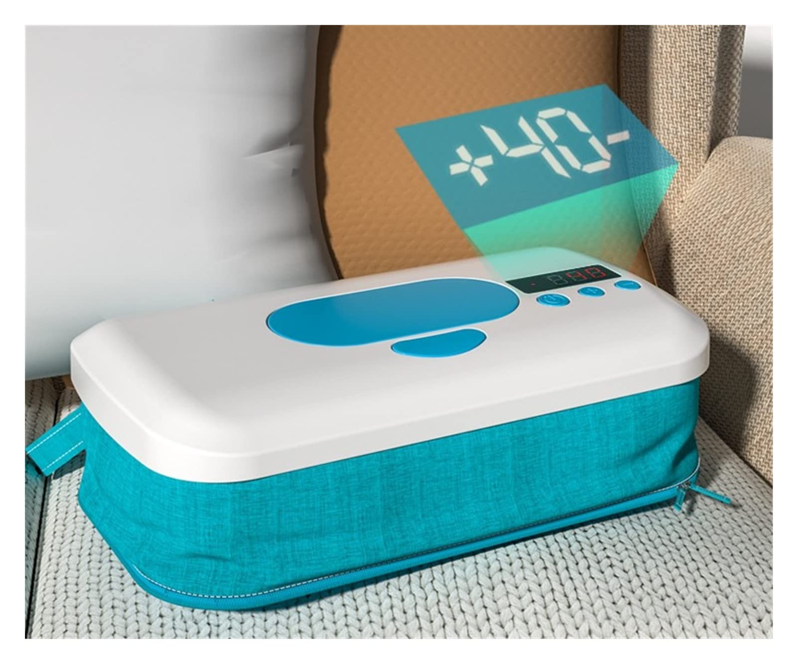 Bebé húmedo toallitas Calentador USB Toallitas húmedas portátiles Termostato Toallitas de Temperatura Ajustable Caja de Calentamiento Hogar (Color : Blue Without Battery)