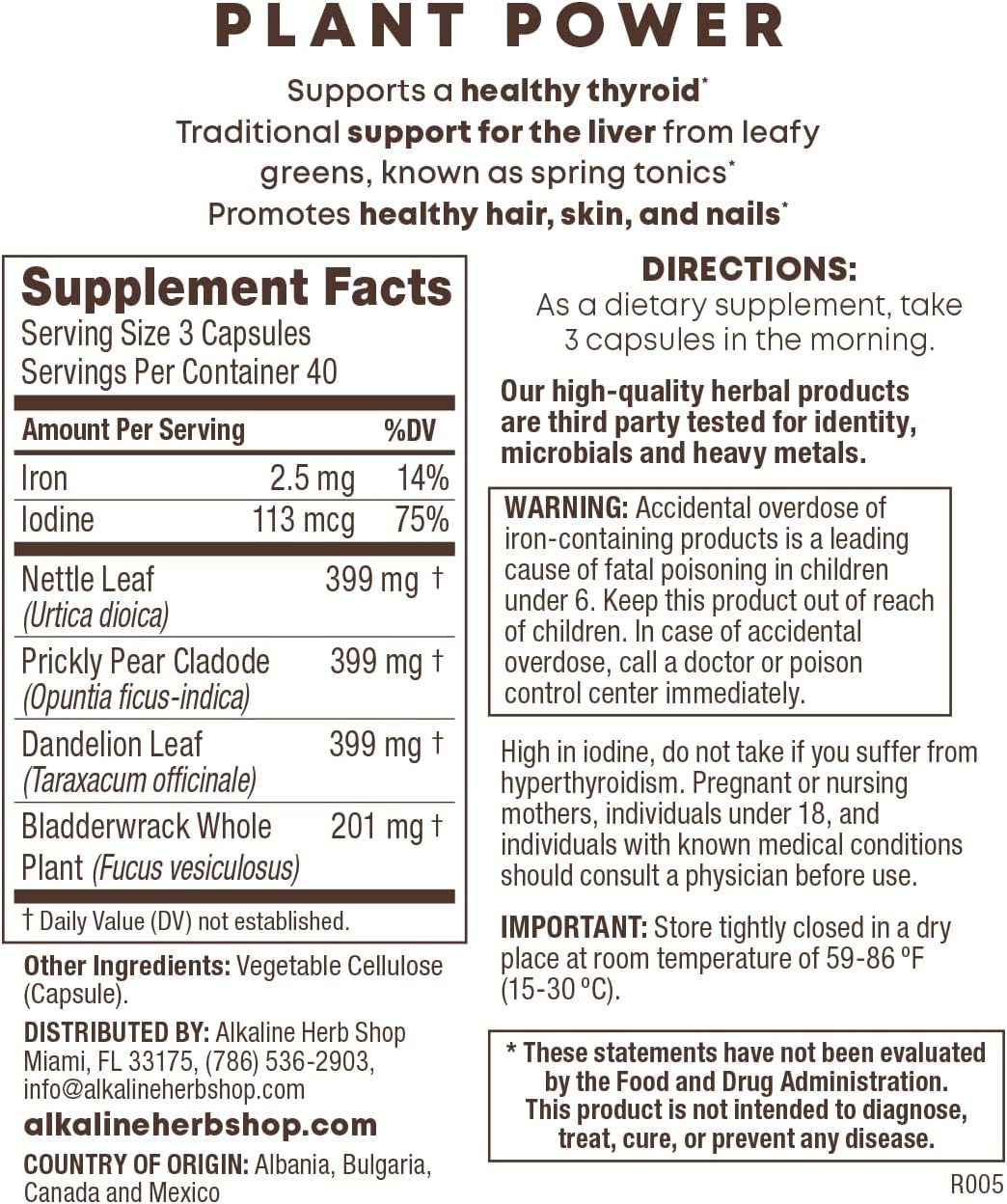 Alkaline Herb Shop Plant Power Supplement 140 Capsules (Chlorophyll)