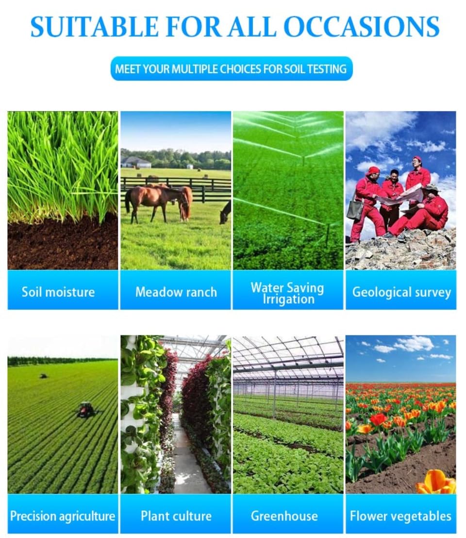 Soil Moisture Meter, 3-in-1 Soil Moisture Tester for Temperature, Moisture and Salinity - Handheld Soil Analyzer, Portable Farmland Sensor Kit for Agriculture, Horticulture & Landscaping