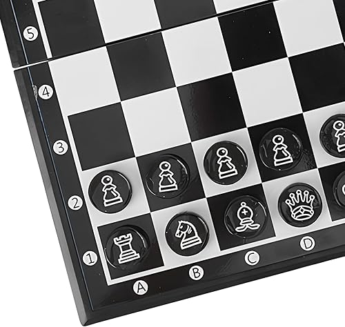 Miniatura 8 de Portable Chess Set, Folding Strategy Board, 7.87x7.87x0.79 Inches Playset with Compact Build, Travel ABS Game, Learning Kit with Classic Style,