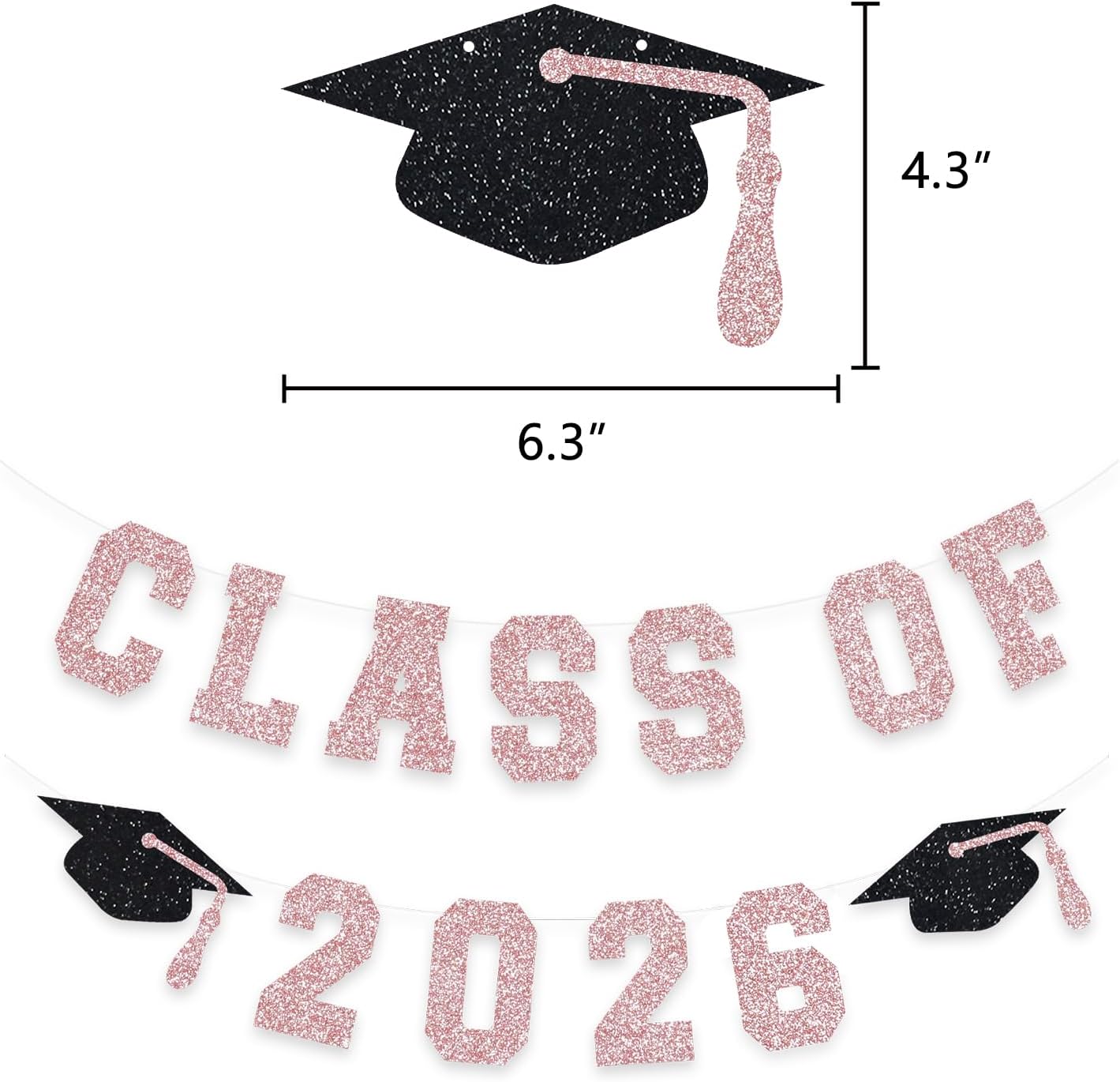 Rose Gold Class Of 2026 Graduation Banner Pom Poms Flowers Paper Tassel Garland Decoration College Grad Party Supplies