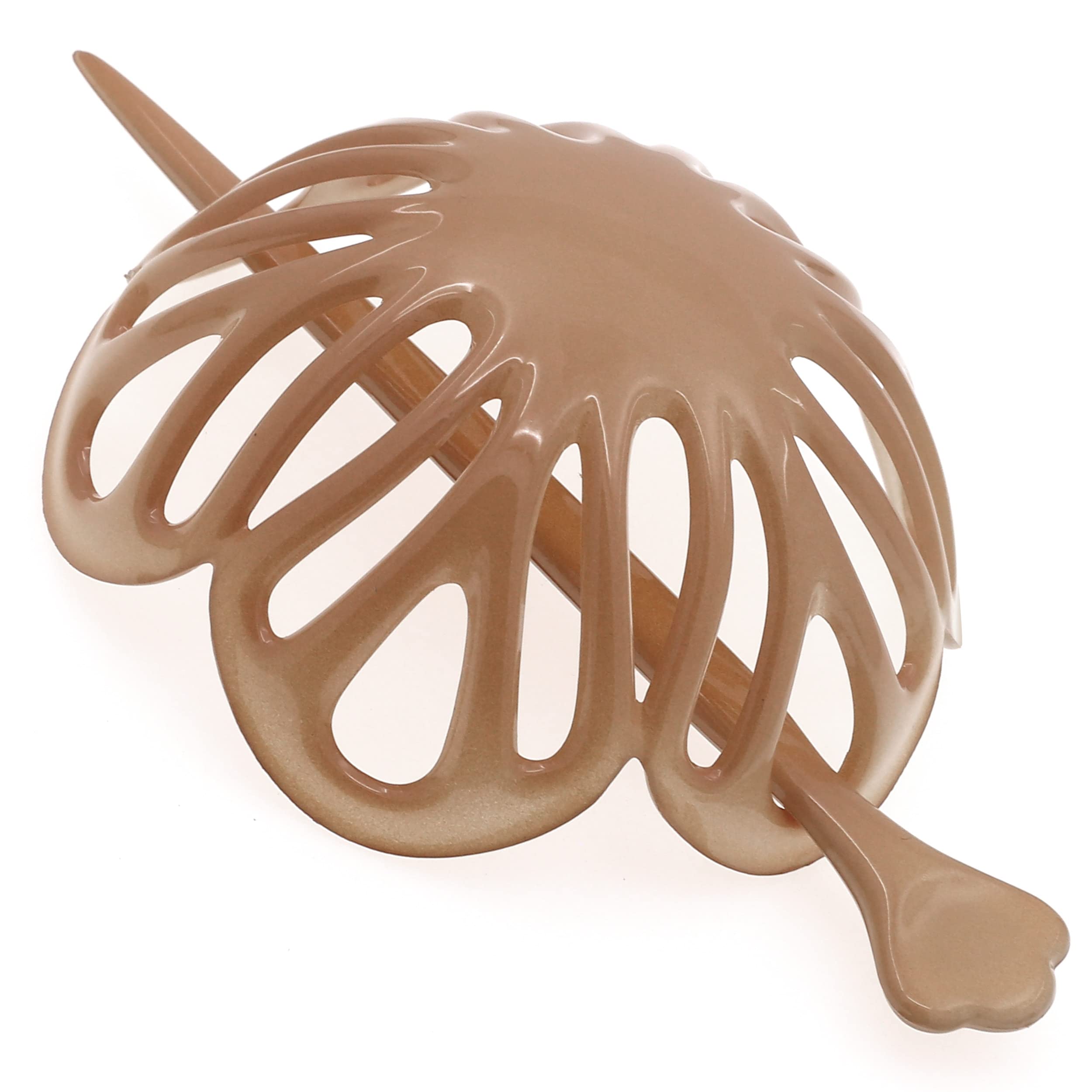 Camila Paris CP3143 French Hair Bun Clip Maker Cover Cap Holder, Beige, Round Dome Bun Hair Clip for Women Hair Updo, Styling Hair Bun Accessories for