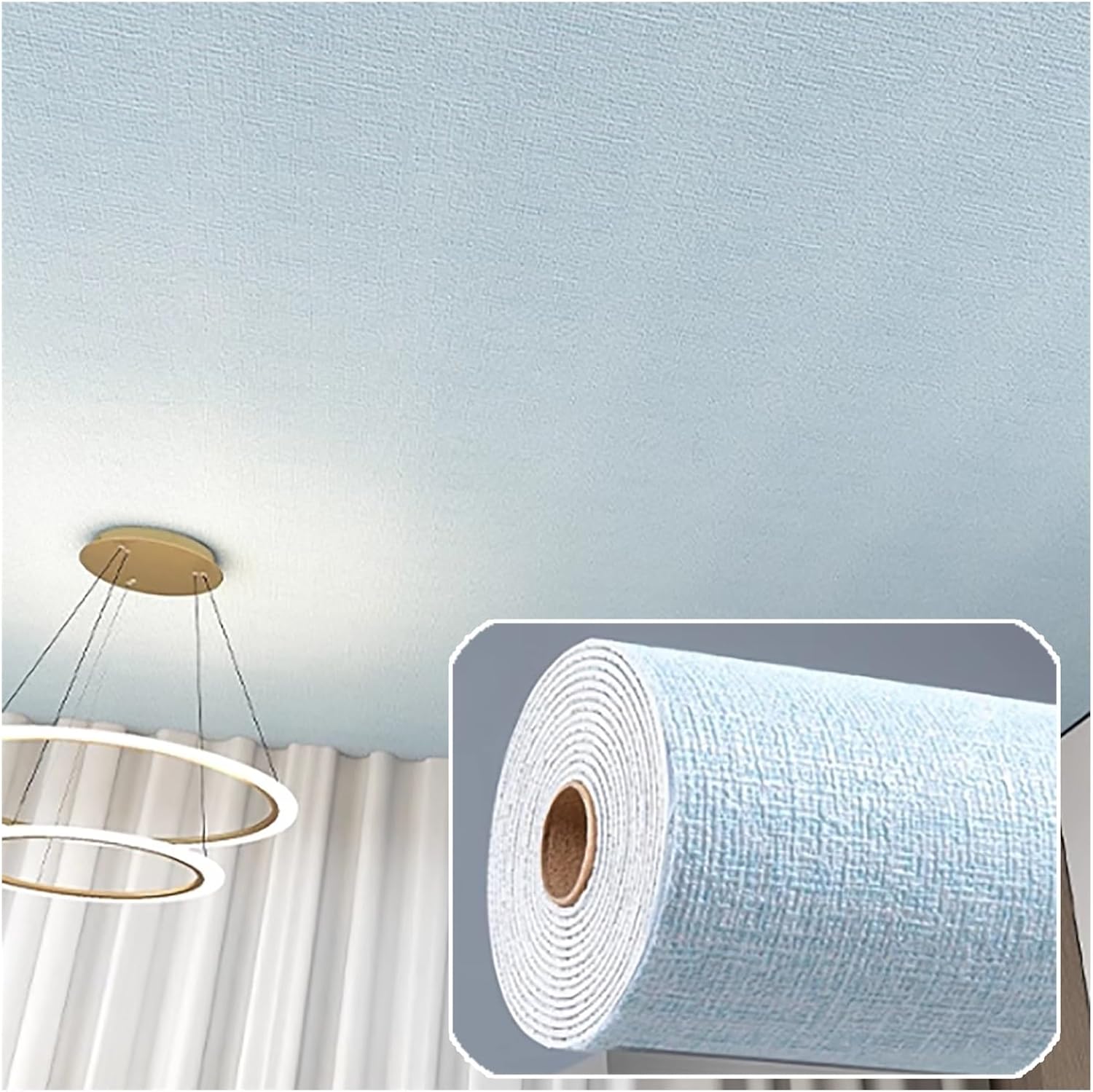 リムーバブル壁紙 多色、複数サイズの粘着式壁・天井パネル(Bule,1.64x65.62ft)