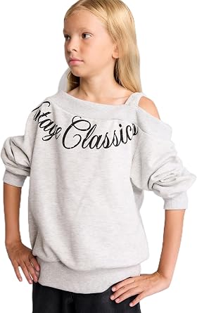 DeFacto Asimetrik Omzu Açık Baskılı Sweatshirt Kız Çocuk