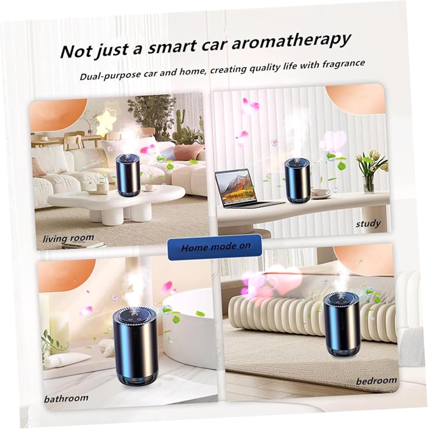 Smart Car Air Fresheners Automatic switch 50ml French Natural Perfume Rechargeable Fashionable Starry Sky Ultrasonic Atomizer Car Perfume Humidifier Adjustable Concentration Lasts Long time(Black)