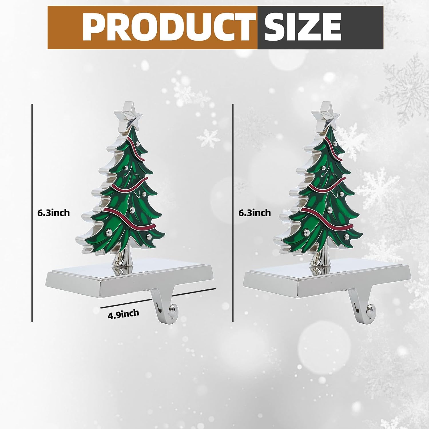Christmas Stocking Holders Stocking Hanger of 2 Suitable for Festive Party Decorations (Green - 2 Christmas Trees)