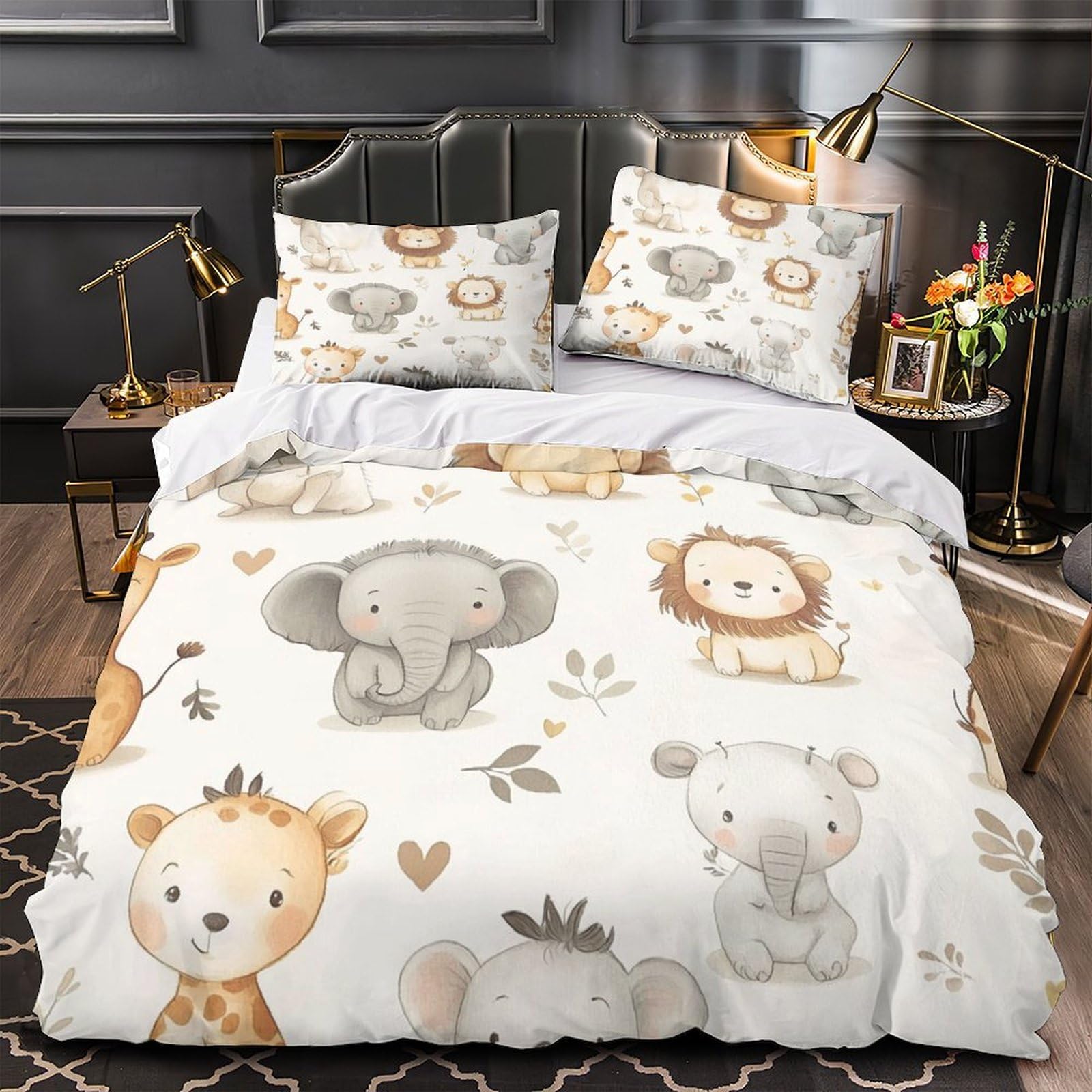 Parure de lit king size axolotl 220x240cm avec housse de couette microfibre 3D douce
