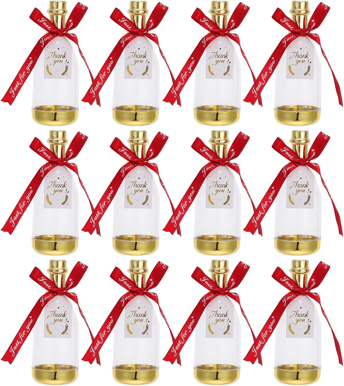 12pcs Wedding Favor Boxes Plastic Candy Bottles with Ribbon Bottle Shaped Candy Jars for Bridal Shower Shower Birthday Party