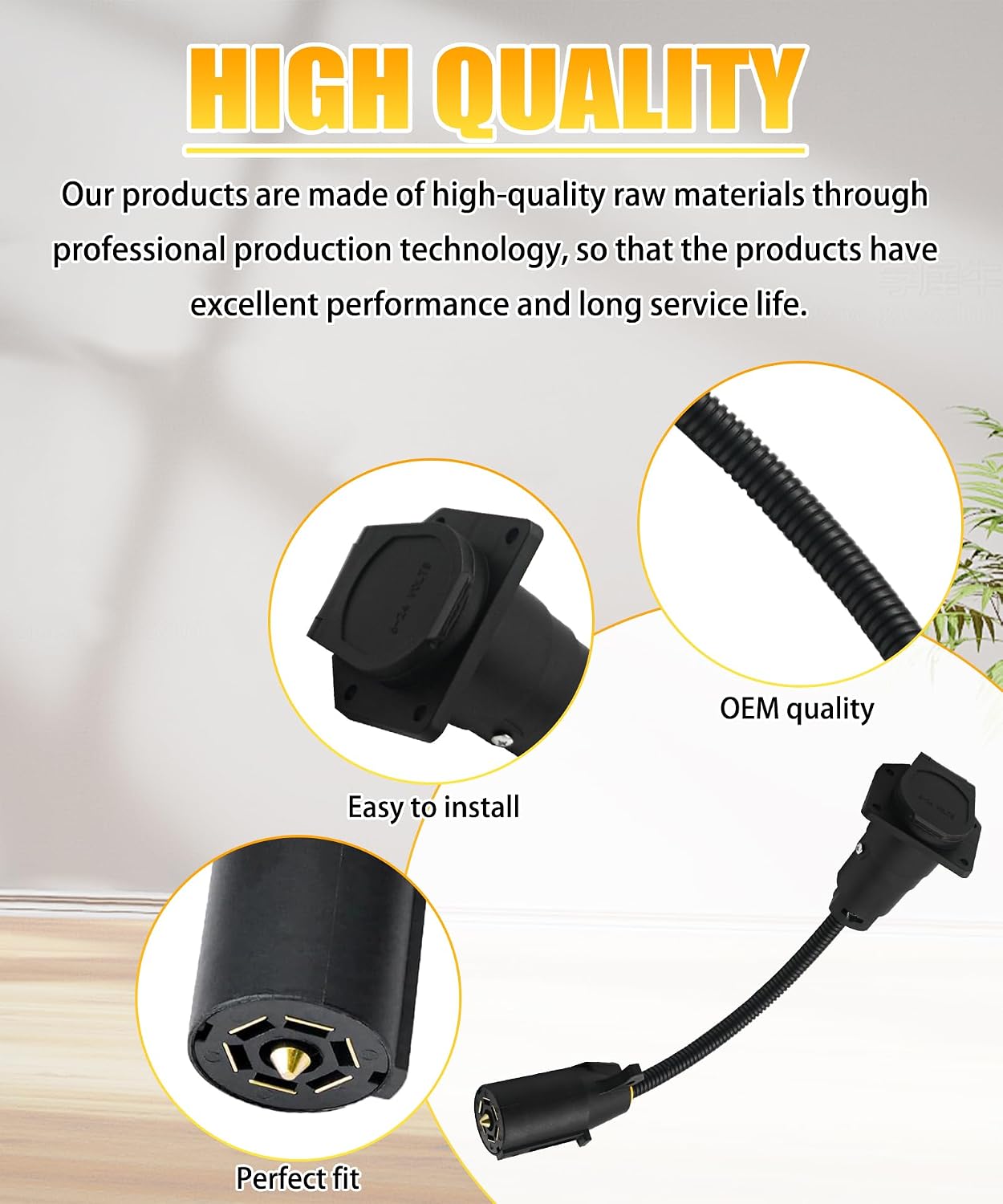 F2BC004XXBK 7 Way Connector Adapter to 7 Blade Connector Cable for Furrion RV Observation Camera, 12V RV Trailer Camera System, Replaces 2021132201